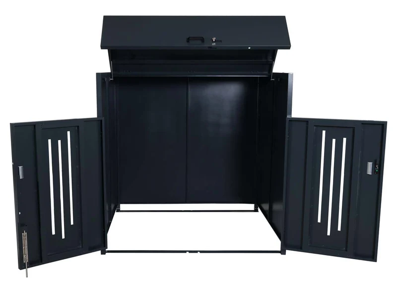 Abris poubelles verrouillable conteneur jusqu'à 1100L 154x160x136 cm acier 04_0008247