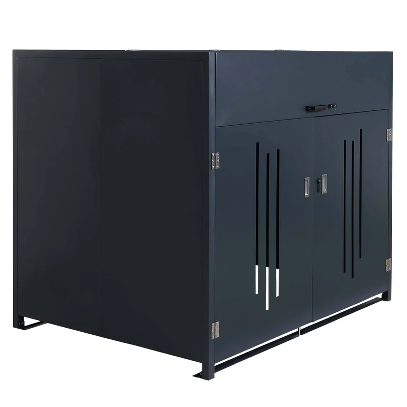 Abris poubelles verrouillable conteneur jusqu'à 1100L 154x160x136 cm acier 04_0008247