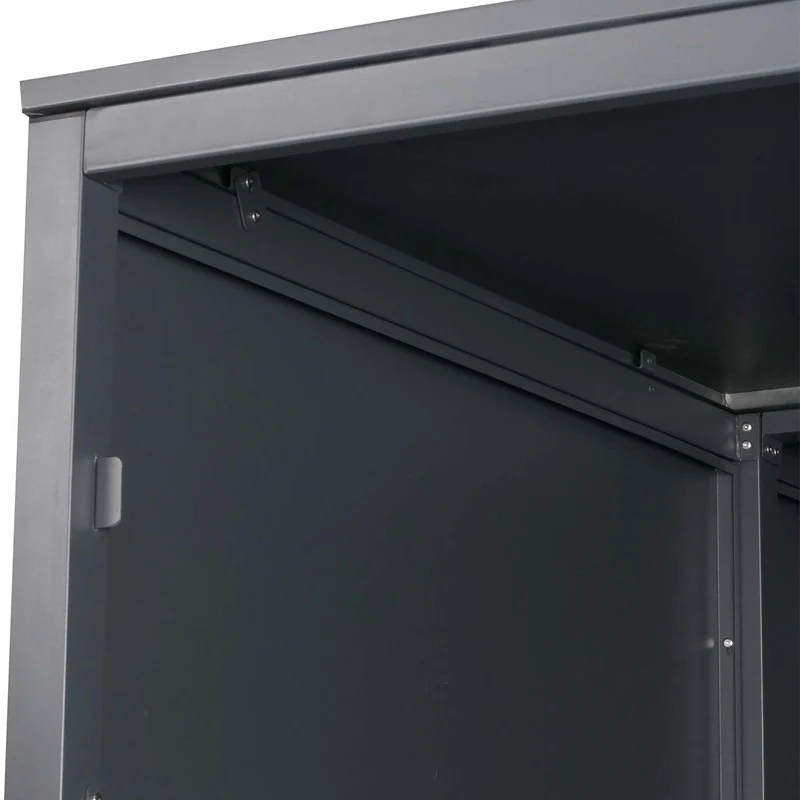 Garage à vélos double abri métallique verrouillable avec rails 160 x 113 x 209 cm en fer anthracite 04_0006963