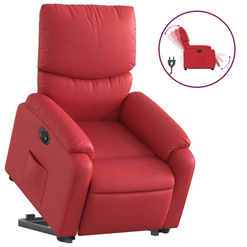 Fauteuil relax TV fonction de levage électrique très confortable en PVC rouge DEC028557