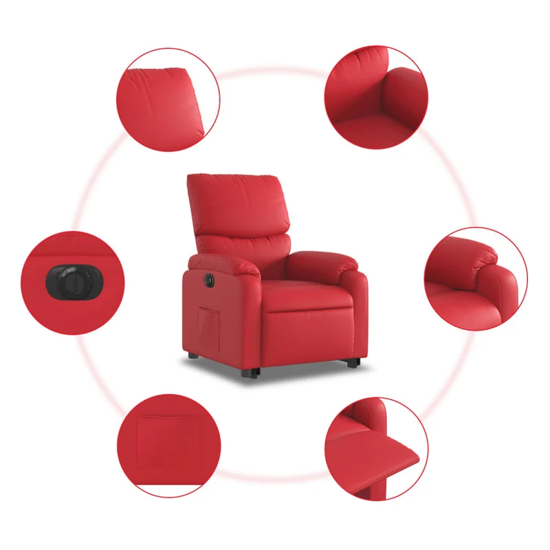 Fauteuil relax TV fonction de levage électrique très confortable en PVC rouge DEC028557