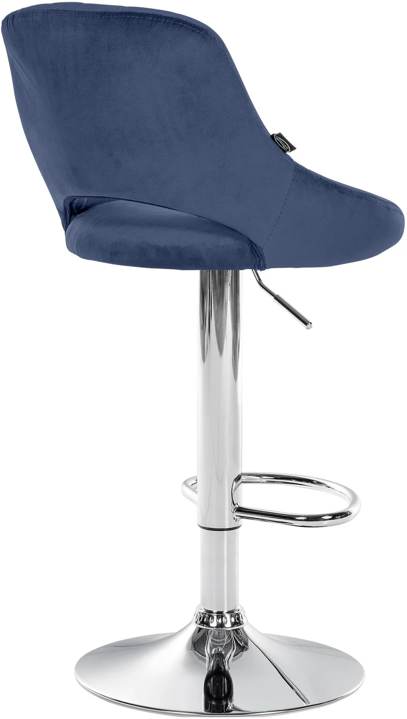 Lot de 2 tabourets de bar avec repose-pieds en forme d'arc assise en tissu velours bleu cadre en métal TDB10755