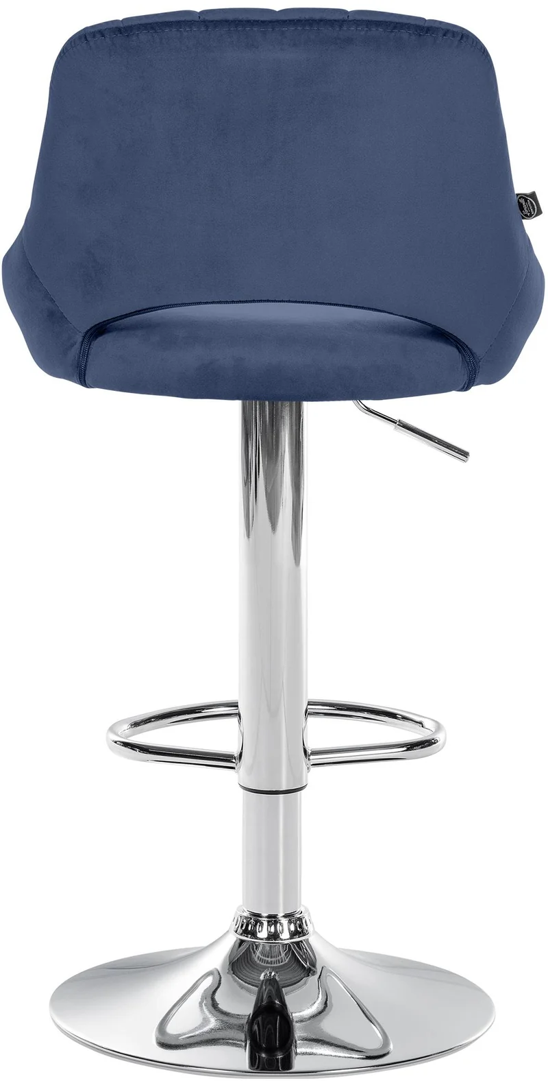 Tabouret de bar x1 avec repose-pieds pivotant et réglable en velours bleu et métal 10_0005214