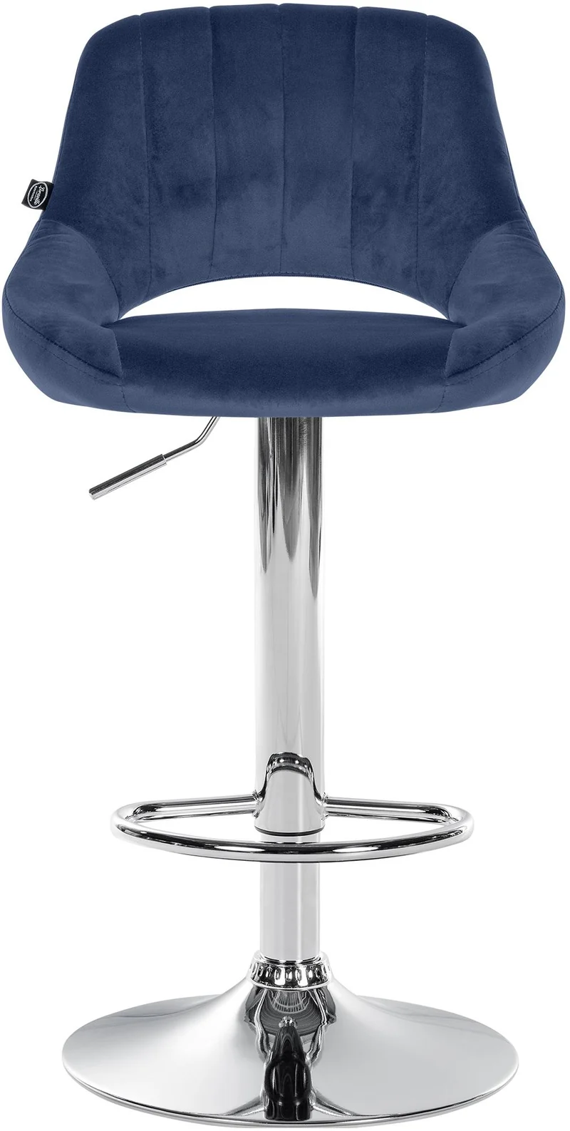 Tabouret de bar x1 avec repose-pieds pivotant et réglable en velours bleu et métal 10_0005214