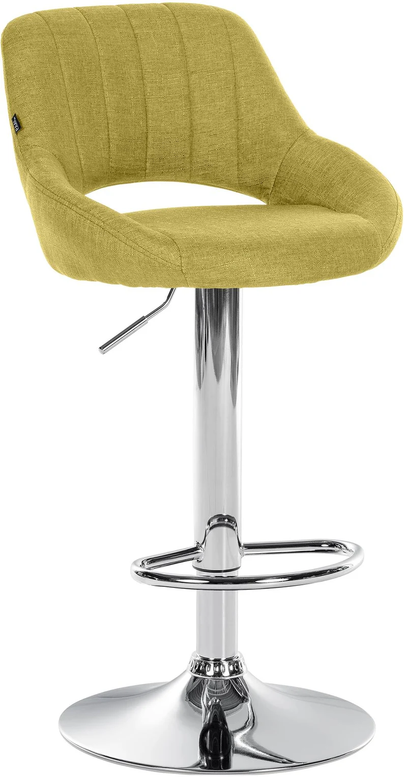 Tabouret de bar x1 avec repose-pieds réglables en tissu vert dossier ajouré et pied métal chromé 10_0006127