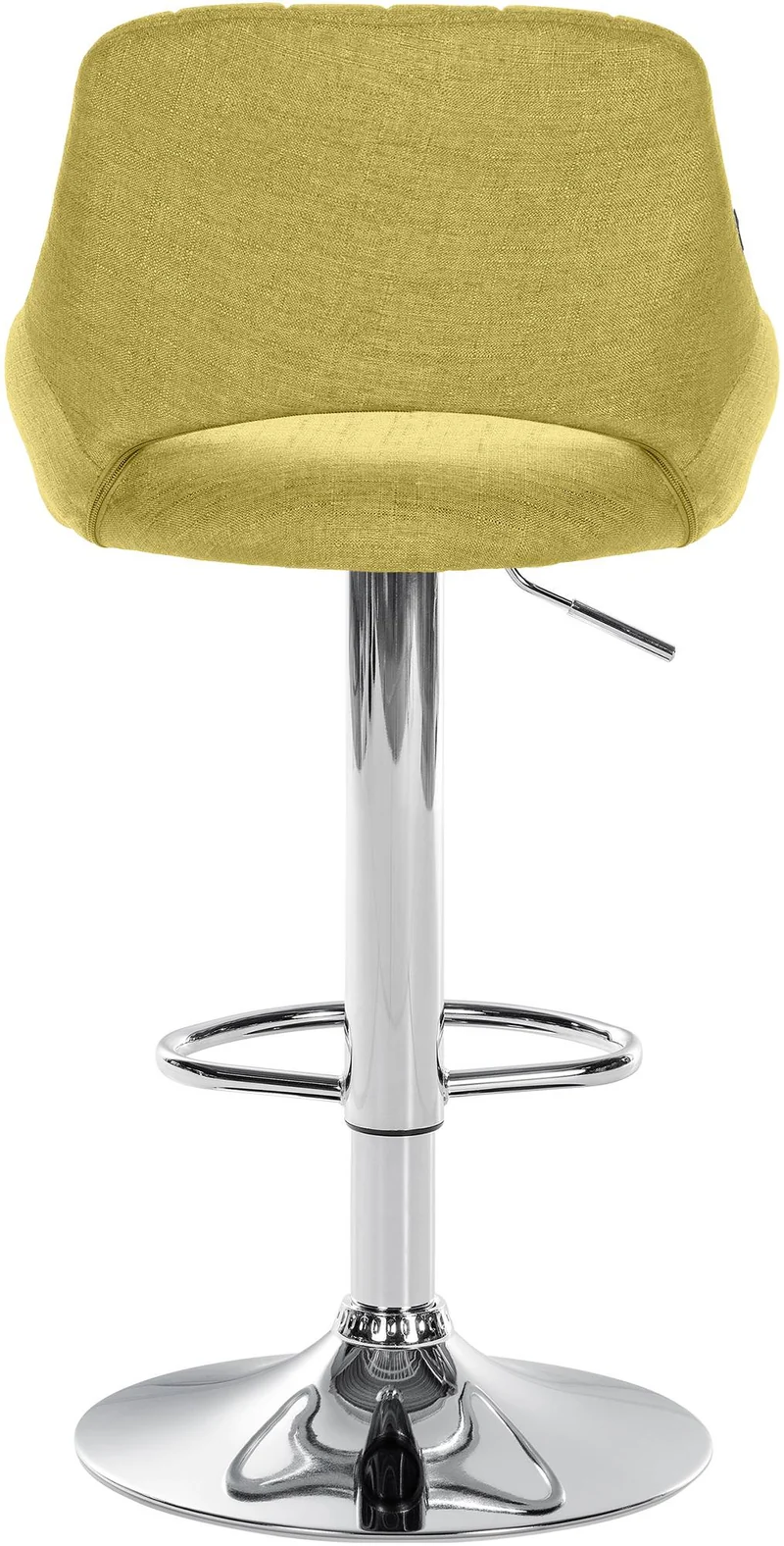 Tabouret de bar x1 avec repose-pieds réglables en tissu vert dossier ajouré et pied métal chromé 10_0006127