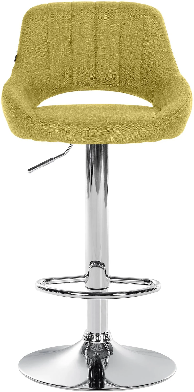 Tabouret de bar x1 avec repose-pieds réglables en tissu vert dossier ajouré et pied métal chromé 10_0006127