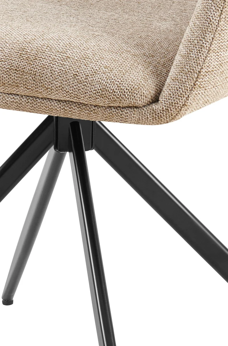Chaise de salle à manger x1 pivotante rembourrée avec accoudoirs en tissu taupe cadre métal 10_0007173