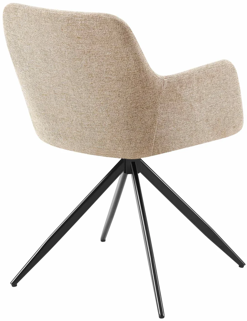 Chaise de salle à manger x1 pivotante rembourrée avec accoudoirs en tissu taupe cadre métal 10_0007173