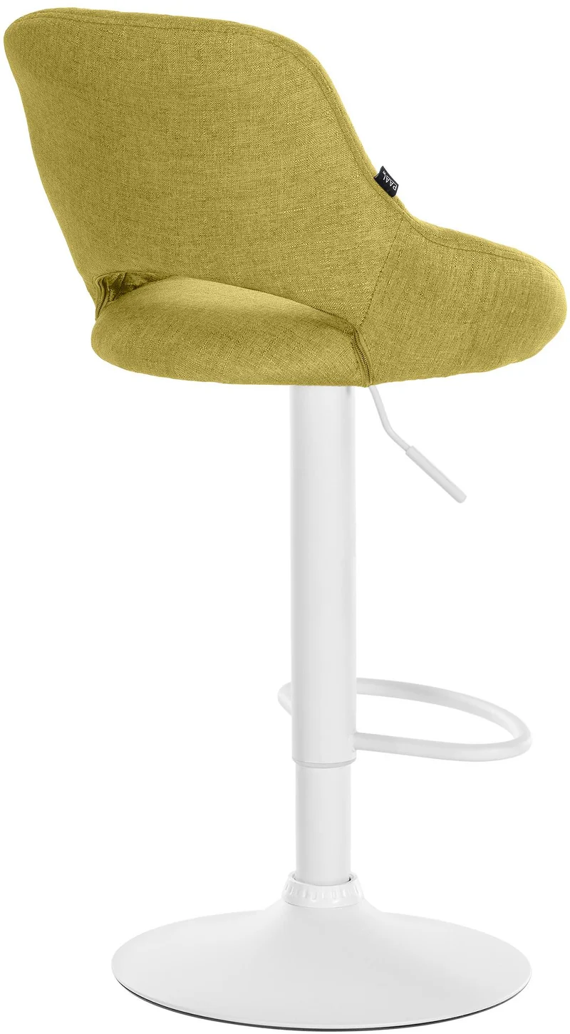 Lot de 2 tabourets de bar réglables en tissu vert dossier ajouré et pied métal blanc 10_0006541