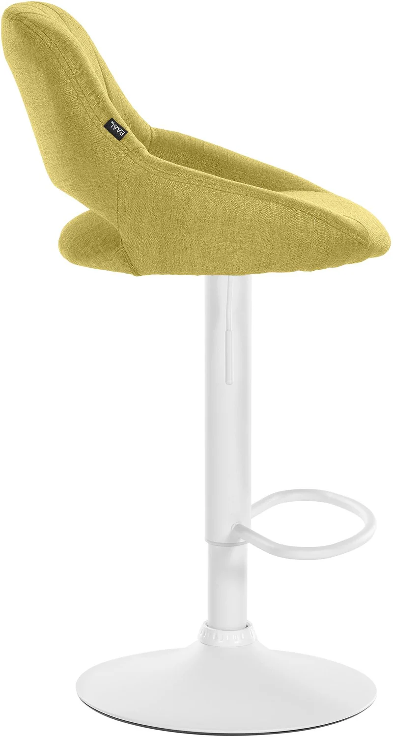 Lot de 2 tabourets de bar réglables en tissu vert dossier ajouré et pied métal blanc 10_0006541