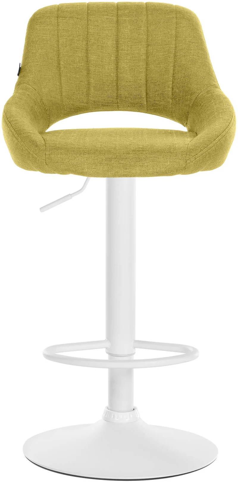 Lot de 2 tabourets de bar réglables en tissu vert dossier ajouré et pied métal blanc 10_0006541