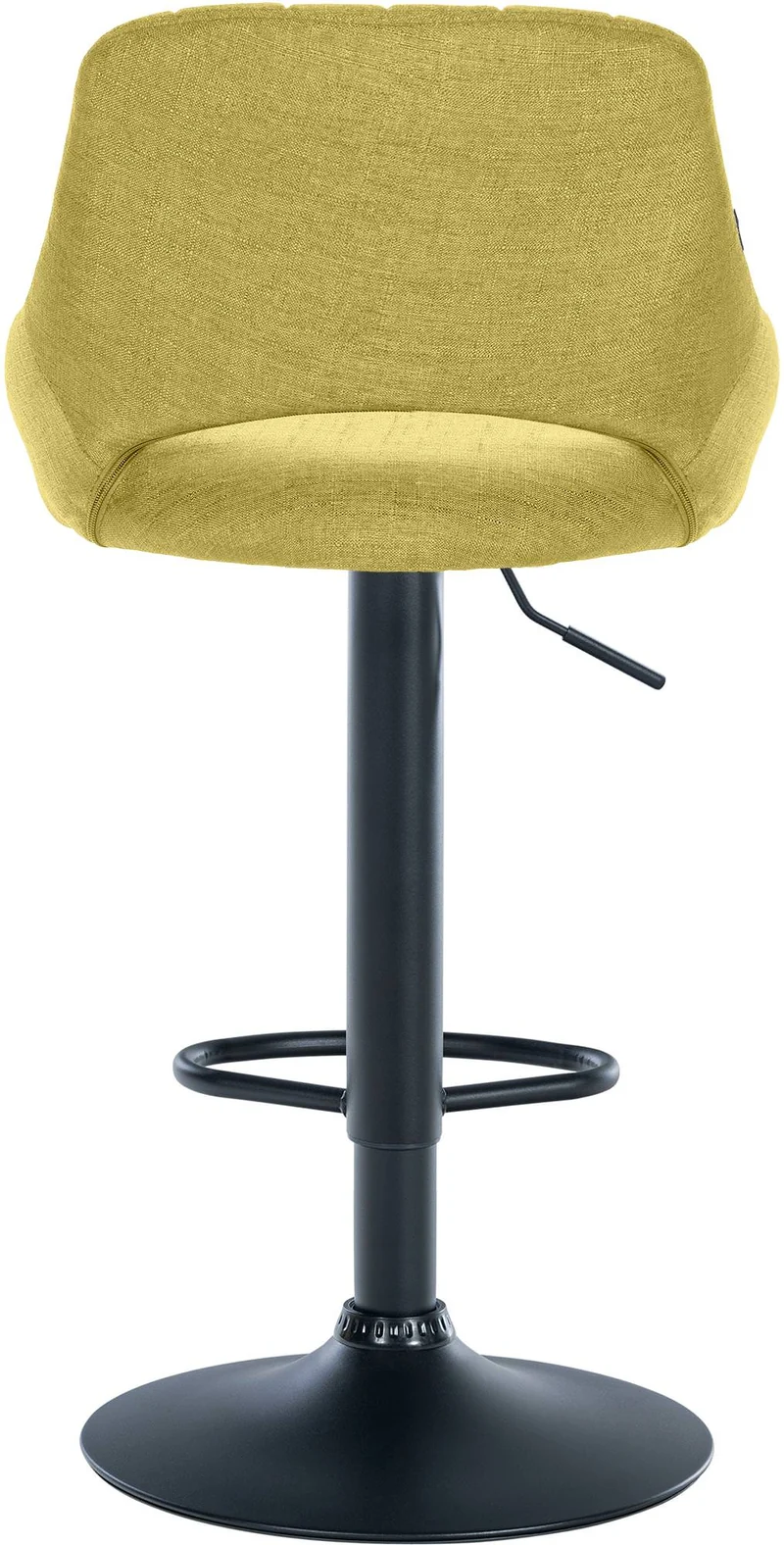 Lot de 2 tabourets de bar réglables en tissu vert dossier ajouré et pied métal noir 10_0006540