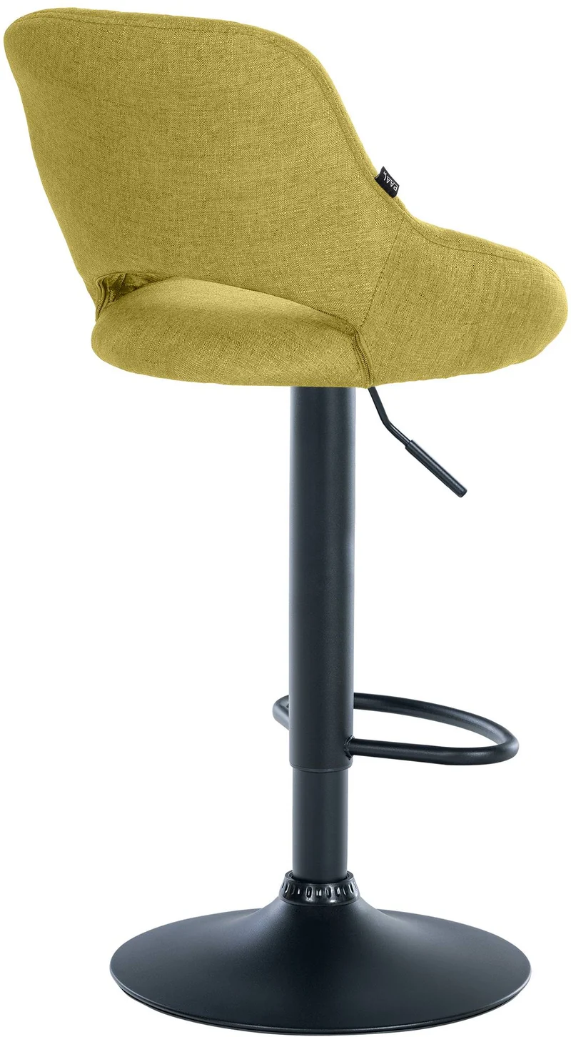 Lot de 2 tabourets de bar réglables en tissu vert dossier ajouré et pied métal noir 10_0006540
