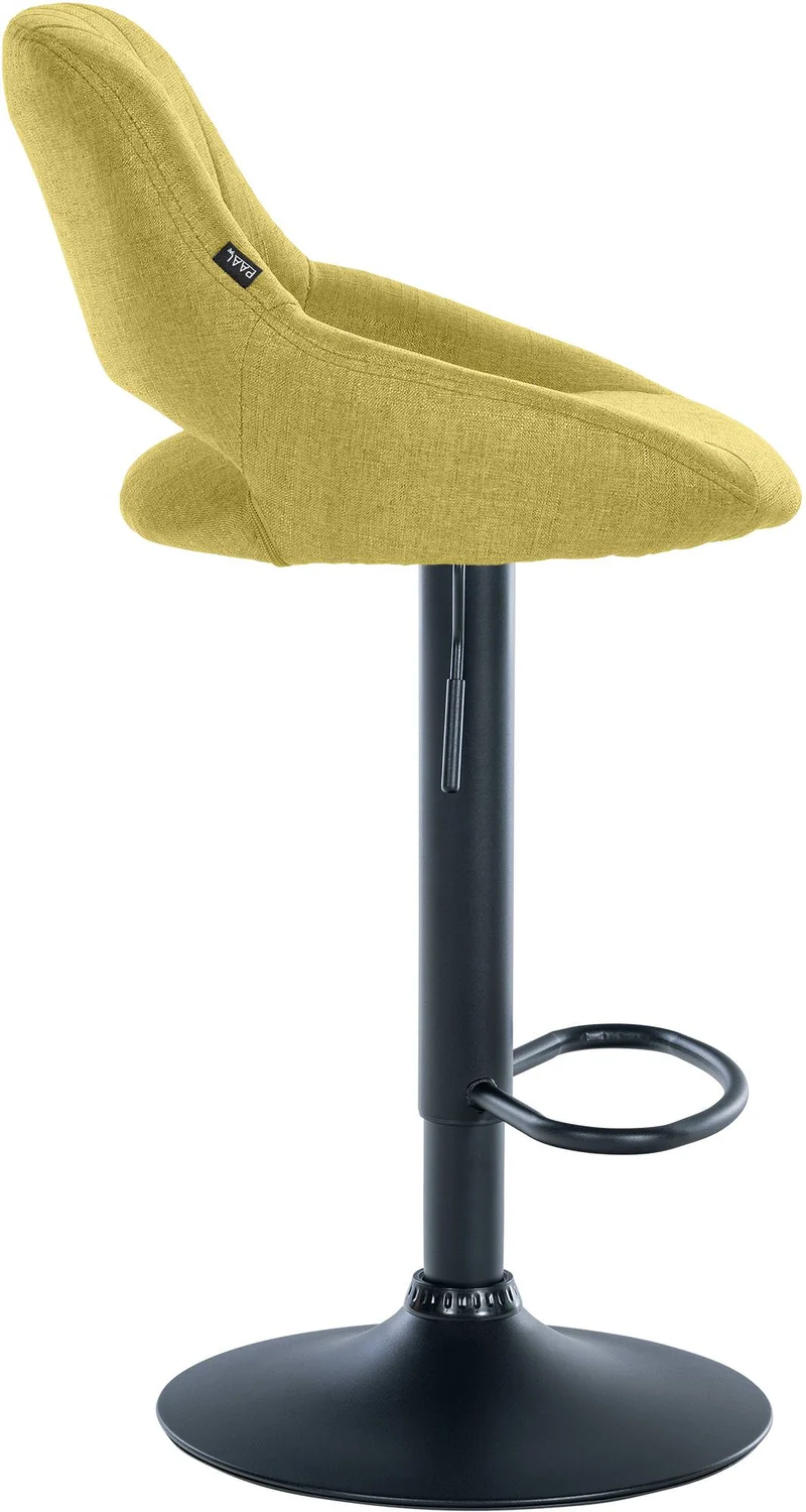 Lot de 2 tabourets de bar réglables en tissu vert dossier ajouré et pied métal noir 10_0006540