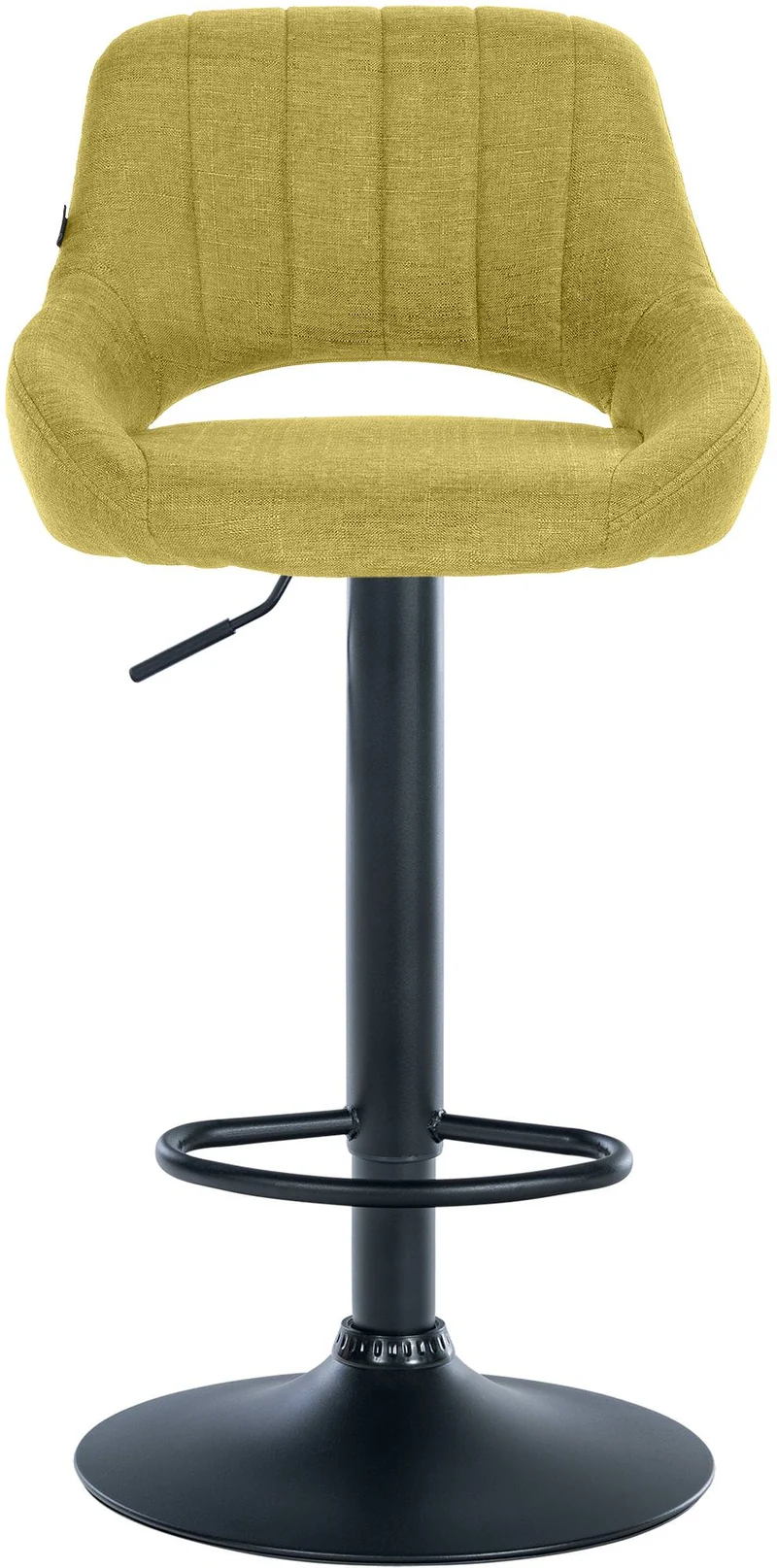 Lot de 2 tabourets de bar réglables en tissu vert dossier ajouré et pied métal noir 10_0006540