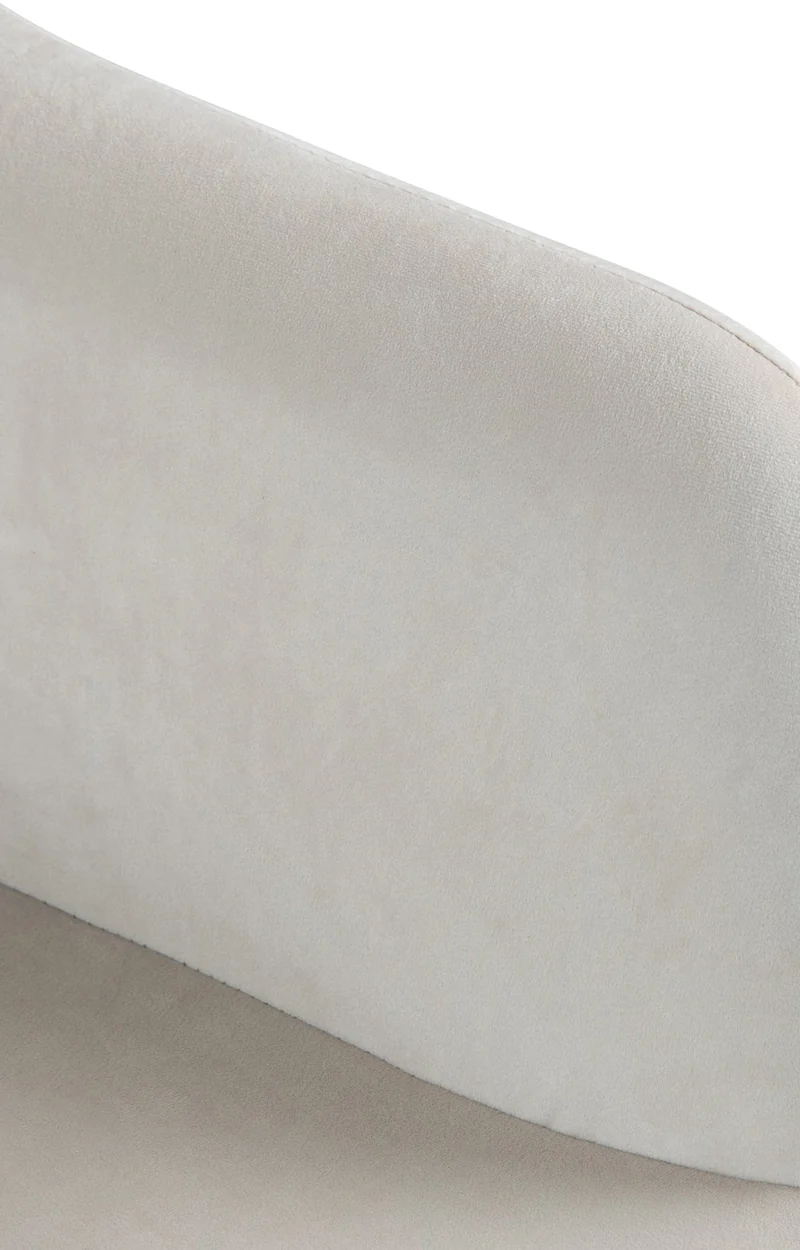 Tabouret de bar chaise haute x1 fonction rotation 360° en velours crème avec coutures décoratives piètement métal blanc 10_0006512