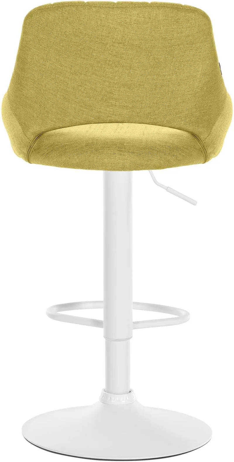 Tabouret de bar x1 avec repose-pieds réglables en tissu vert dossier ajouré et pied métal blanc 10_0006126