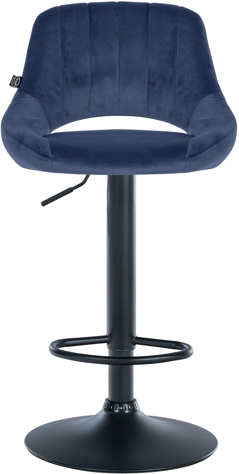 Lot de 2 tabourets de bar réglables en velours bleu dossier ajouré et pied métal noir 10_0006118