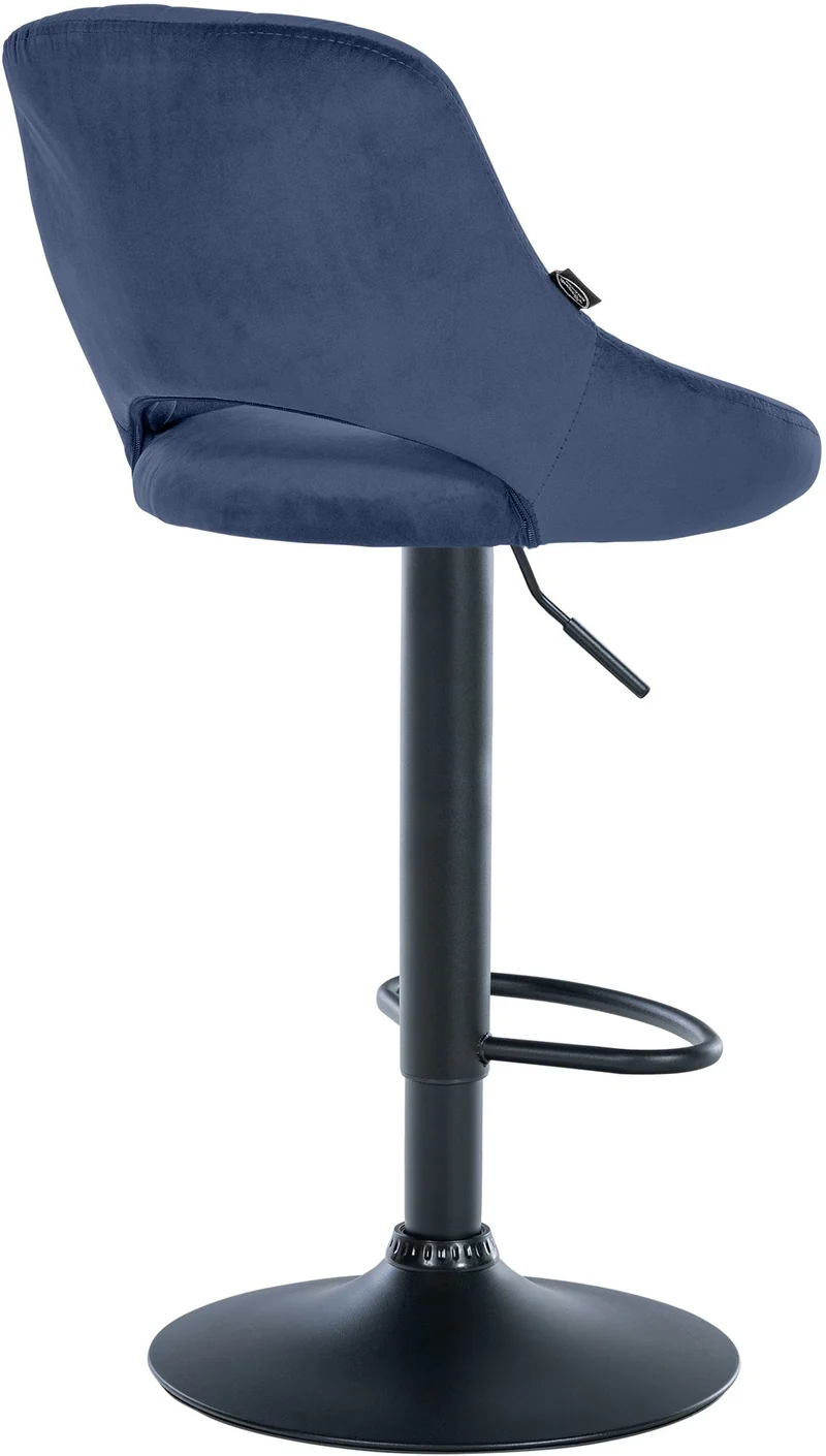 Lot de 2 tabourets de bar réglables en velours bleu dossier ajouré et pied métal noir 10_0006118