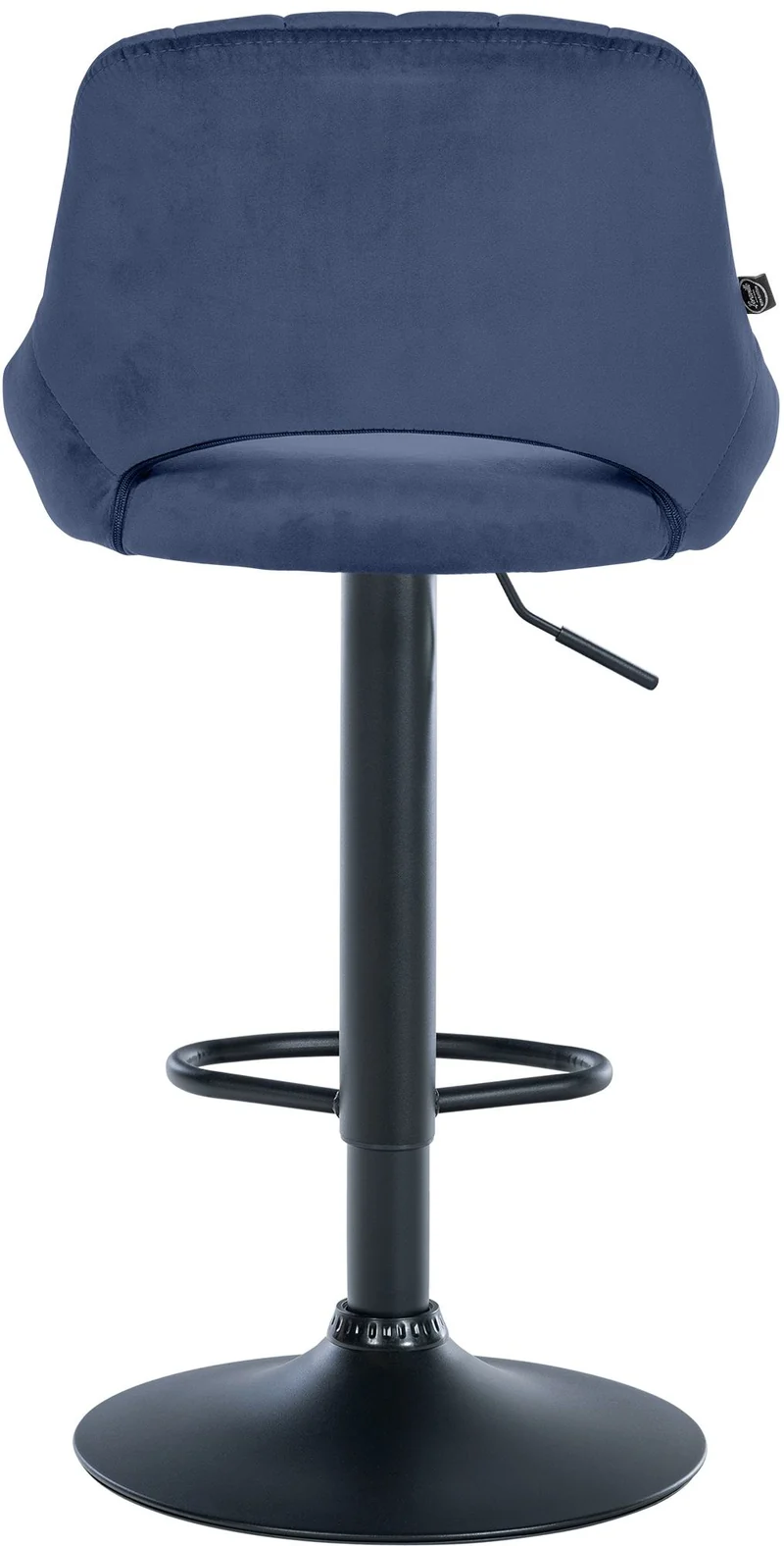 Lot de 2 tabourets de bar réglables en velours bleu dossier ajouré et pied métal noir 10_0006118