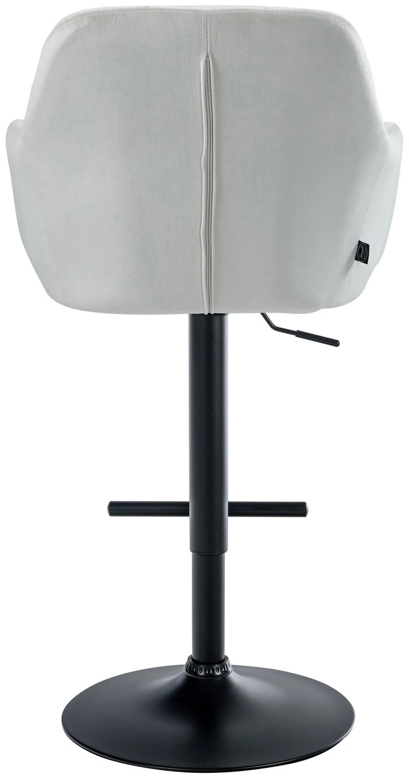 Tabouret de bar chaise haute x1 fonction rotation 360° en velours crème avec coutures décoratives piètement métal noir 10_0005268