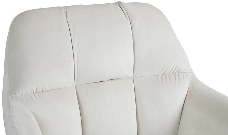 Tabouret de bar chaise haute x1 fonction rotation 360° en velours crème avec coutures décoratives piètement métal noir 10_0005268