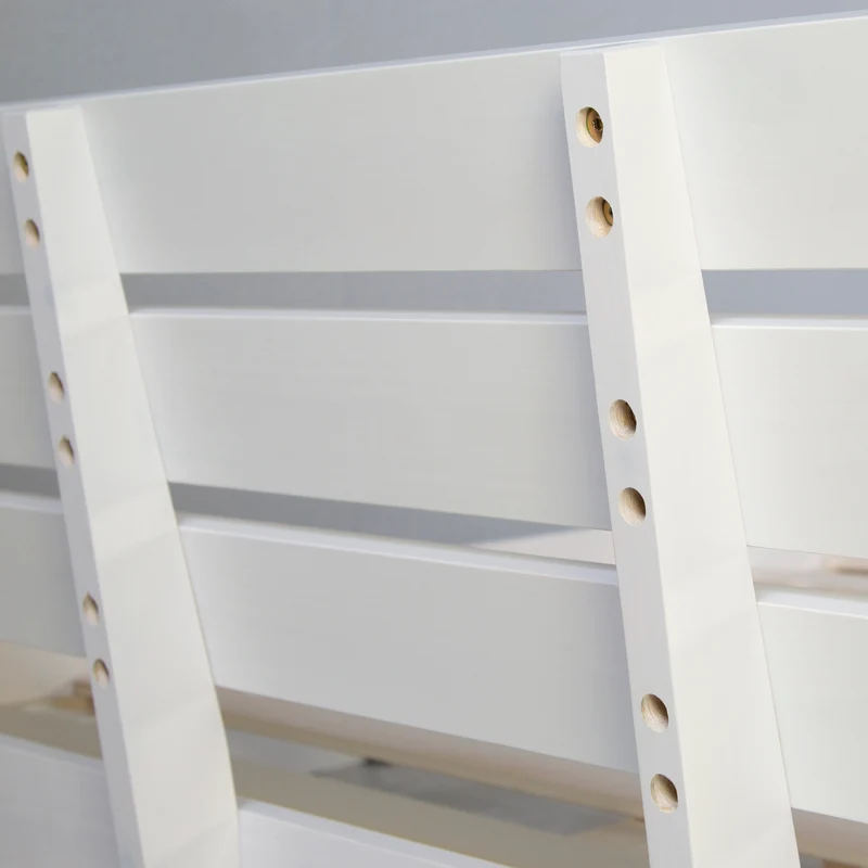 Lit double 140x200 cm avec tiroir de rangement et sommier à lattes cadre en bois de pin blanc LIT06225