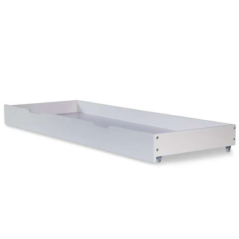 Lit double 140x200 cm avec tiroir de rangement et sommier à lattes cadre en bois de pin blanc LIT06225