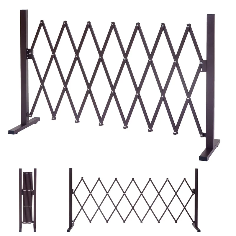 Barrière treillis à ciseaux grille de protection des animaux extensible marron aluminium hauteur 103 cm largeur 35-300 cm 04_0003378