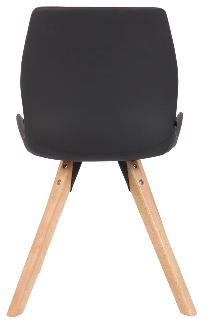Lot de 4 chaises de salle à manger design scandinave en PVC noir pieds en bois clair 10_0001846