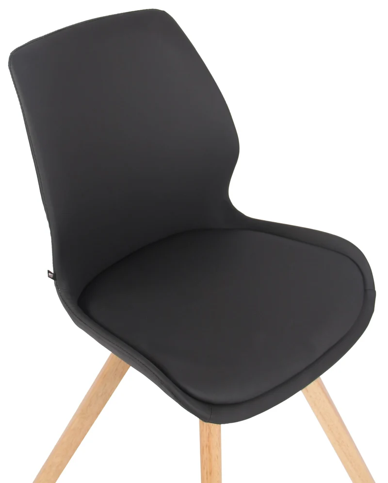 Lot de 4 chaises de salle à manger design scandinave en PVC noir pieds en bois clair 10_0001846