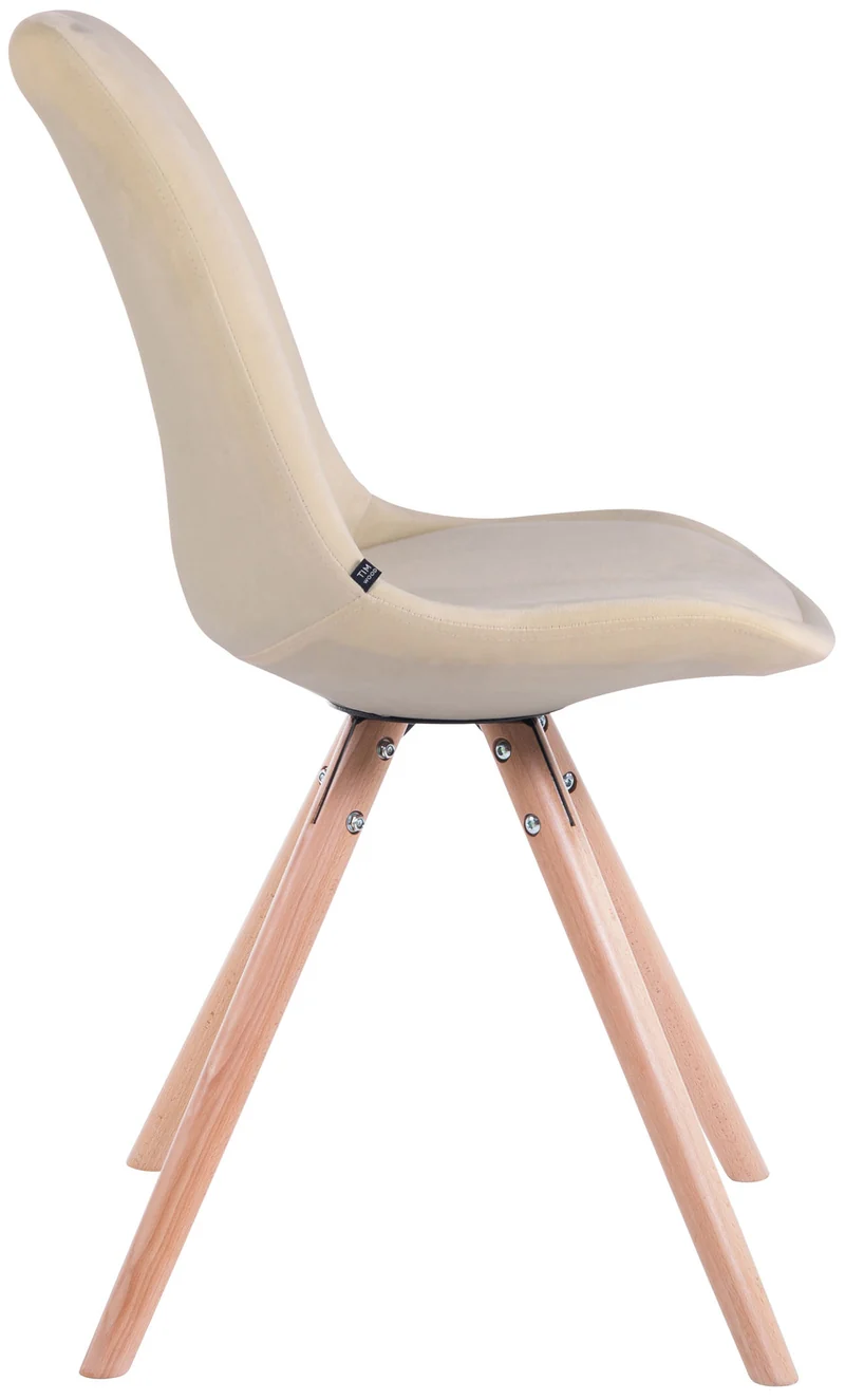 4 chaises de salle à manger style scandinave en velours crème pieds rond en bois clair CDS10305