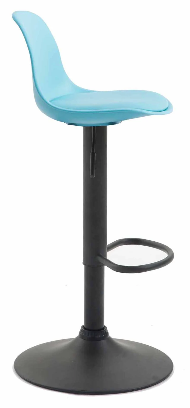 Lot de 2 tabourets de bar moderne et confortable assise en PVC bleu coque en plastique et pieds en métal noir 10_0004236