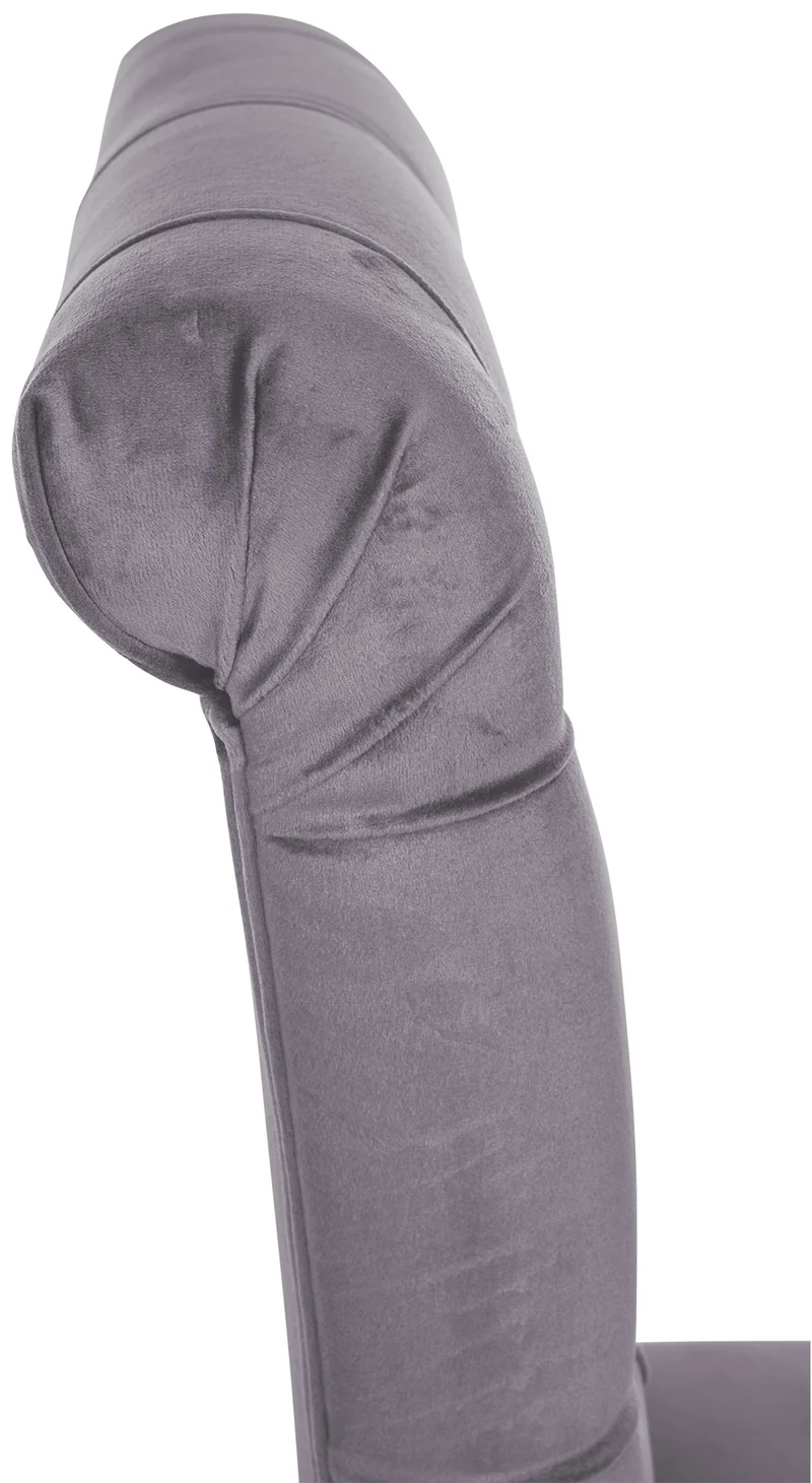 Chaise de salle à manger x1 dossier capitonné en velours gris foncé pieds en bois marron 10_0002047