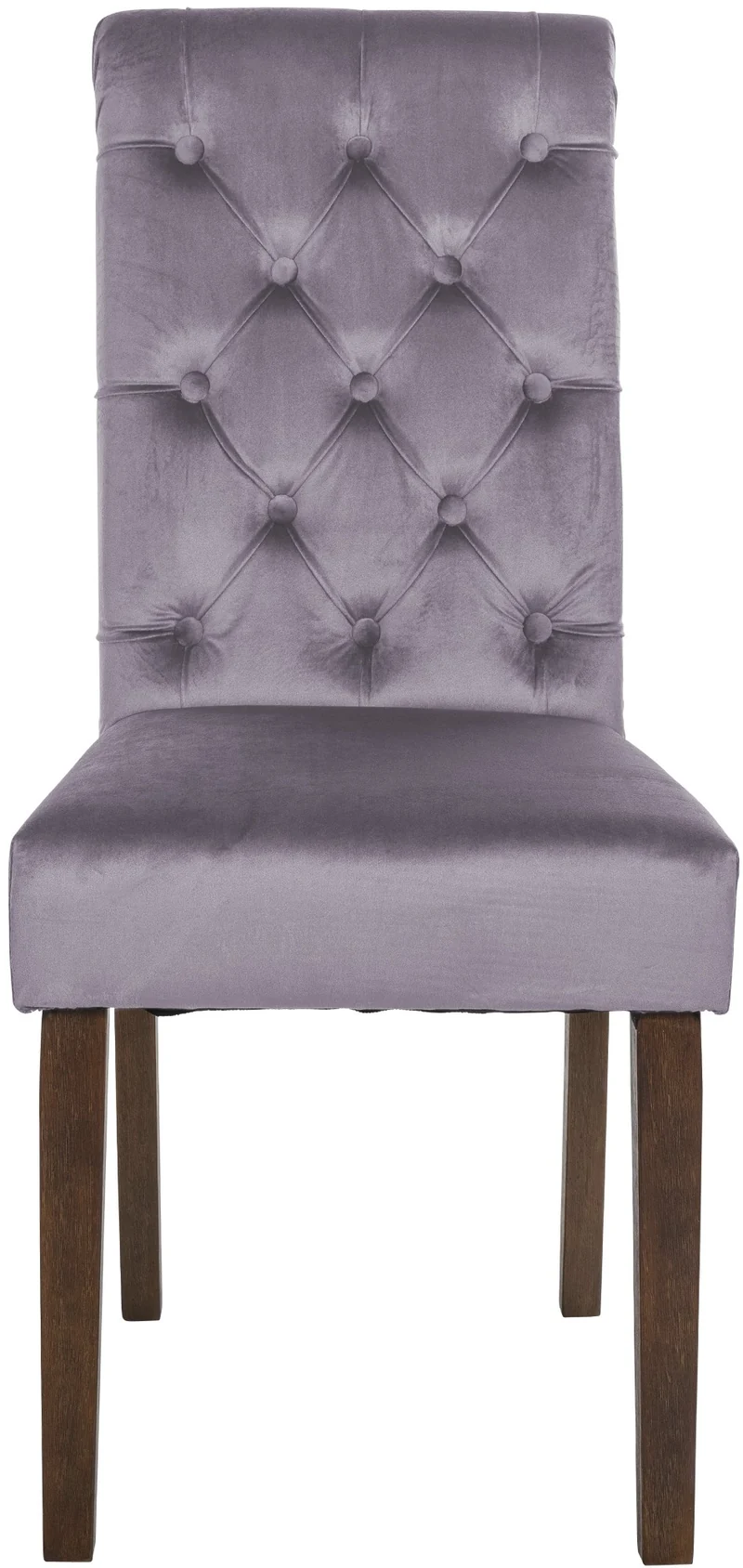 Chaise de salle à manger x1 dossier capitonné en velours gris foncé pieds en bois marron 10_0002047