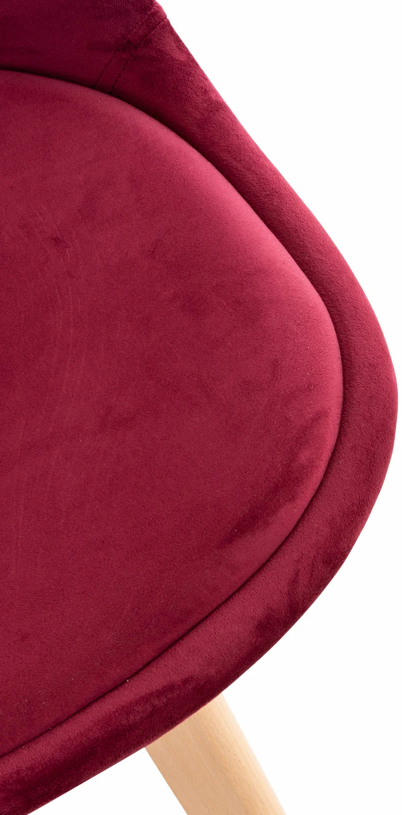Chaise de salle à manger x1 design scandinave en velours bordeaux et pieds en bois clair 10_0002285