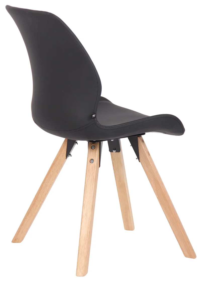 Lot de 2 chaises de salle à manger en synthétique noir style scandinave pieds bois CDS101135