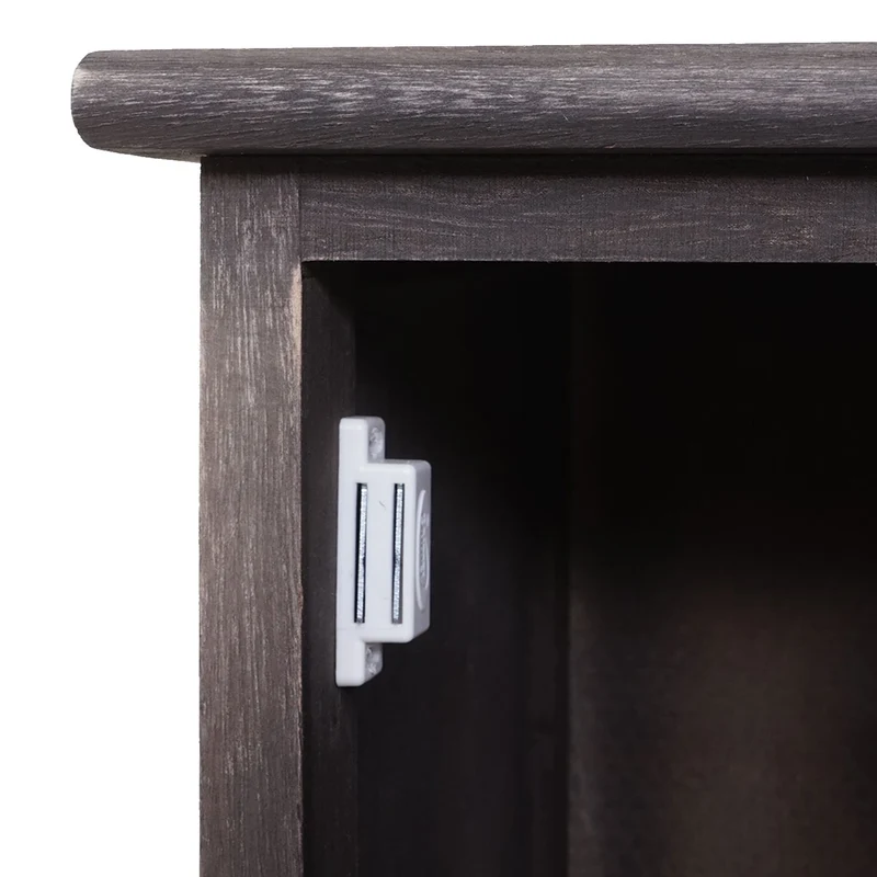Commode de salle de bain 120x27x29 cm en bois massif style shabby gris-brun 1 porte et 2 paniers 04_0010383