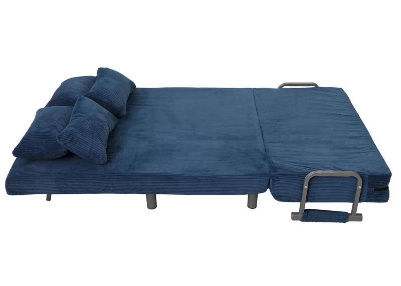 Fauteuil convertible canapé-lit avec accoudoirs rabattables couchage 190x100 cm en tissu velours côtelé bleu 04_0010008