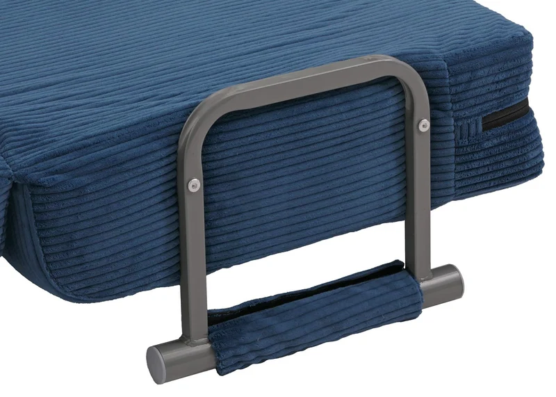 Fauteuil convertible canapé-lit avec accoudoirs rabattables couchage 190x100 cm en tissu velours côtelé bleu 04_0010008