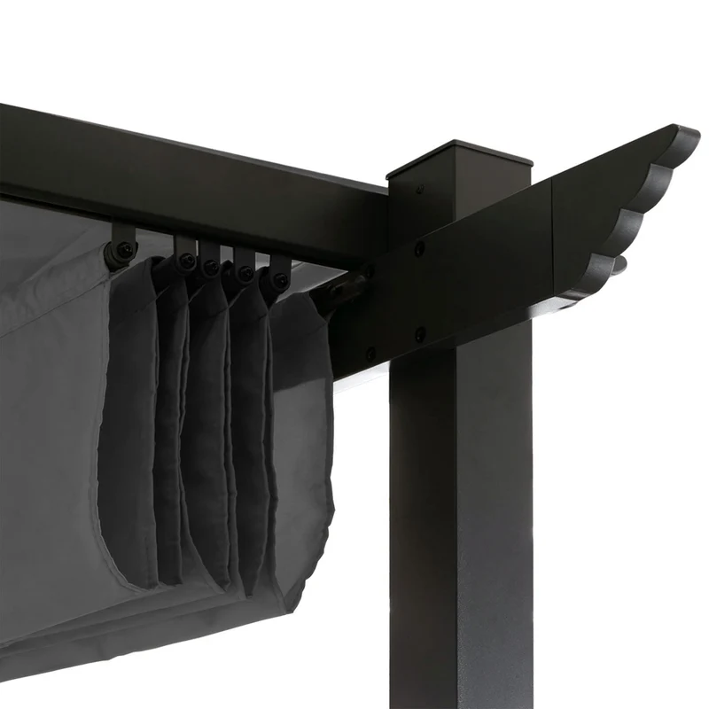 Pergola aluminium pavillon de jardin terrasse 3x3 m avec toit coulissant réglable structure 8 cm tissu polyester UV50+ anthracite 04_0009723
