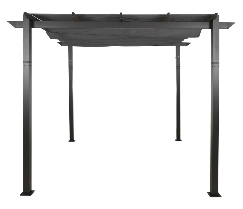 Pergola aluminium pavillon de jardin terrasse 3x3 m avec toit coulissant réglable structure 8 cm tissu polyester UV50+ anthracite 04_0009723