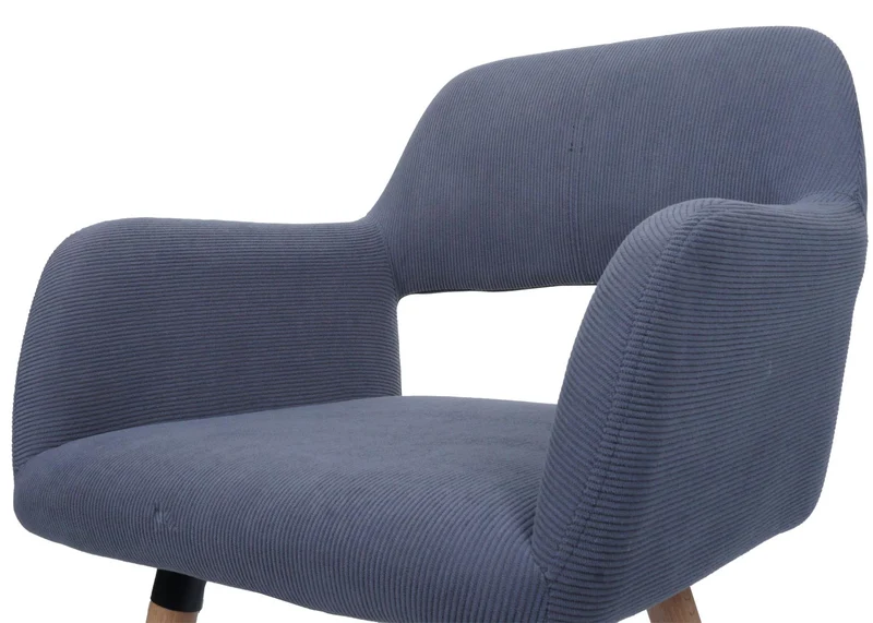 Chaise de salle à manger avec accoudoirs 80x56x53 cm en tissu velours côtelé gris foncé pieds bois hêtre 04_0009833