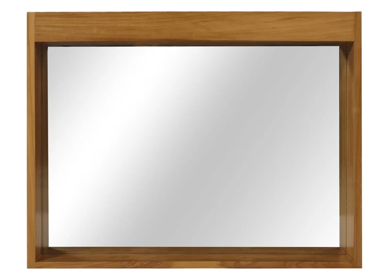 Miroir de salle de bain avec cadre en bois teck massif 77x100 cm grande longévité et excellente résistance 04_0010108