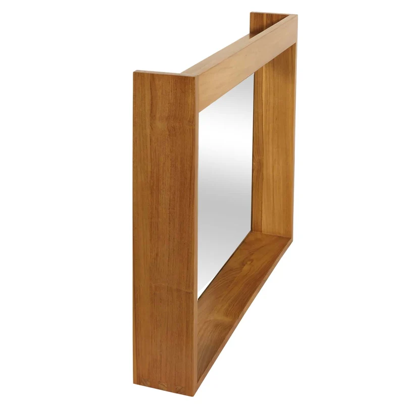Miroir de salle de bain avec cadre en bois teck massif 77x100 cm grande longévité et excellente résistance 04_0010108