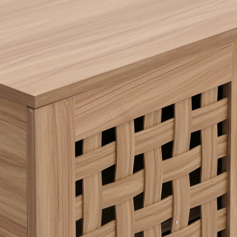 Commode avec 2 portes et 3 compartiments design tressé 3D 82x80x37 cm en bois avec revêtement mélaminé marron 04_0009824