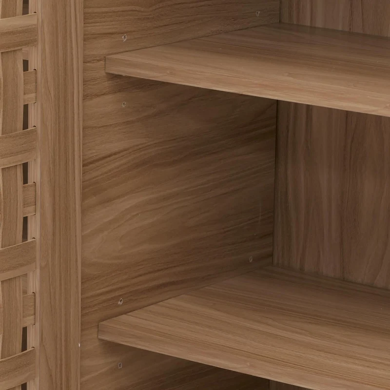 Commode avec 2 portes et 3 compartiments design tressé 3D 82x80x37 cm en bois avec revêtement mélaminé marron 04_0009824