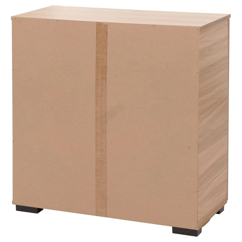 Commode avec 2 portes et 3 compartiments design tressé 3D 82x80x37 cm en bois avec revêtement mélaminé marron 04_0009824