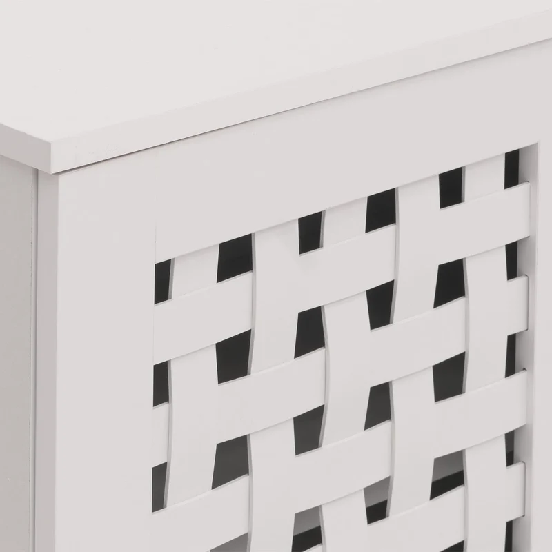 Commode avec 2 portes et 3 compartiments design tressé 3D 82x80x37 cm en bois avec revêtement mélaminé blanc 04_0009825